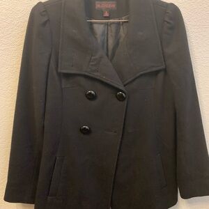 M. Julian Elegant Black Double-Breasted Pea Coat